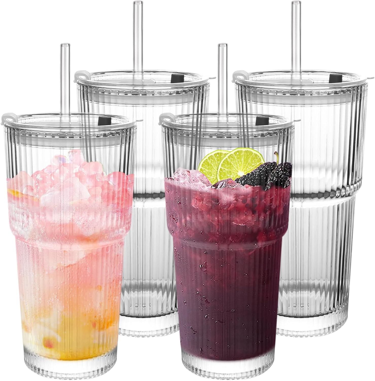 Modern Ribbed Glass Tumbler 20 - Training Cup Straw ulasan dan harga