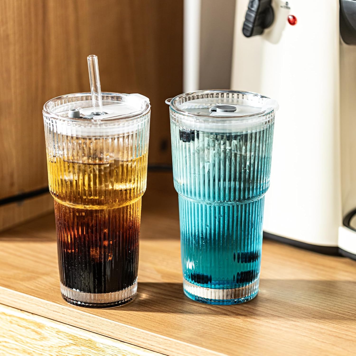 Modern Ribbed Glass Tumbler 20 - Training Cup Straw ulasan dan harga