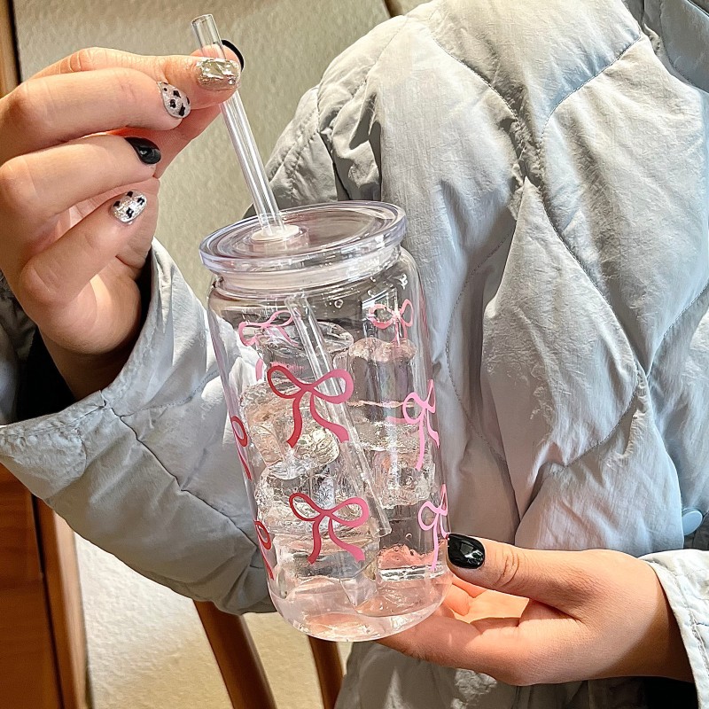 Cute Pink Bow Plastic Cup With - Training Cup Straw ulasan dan harga