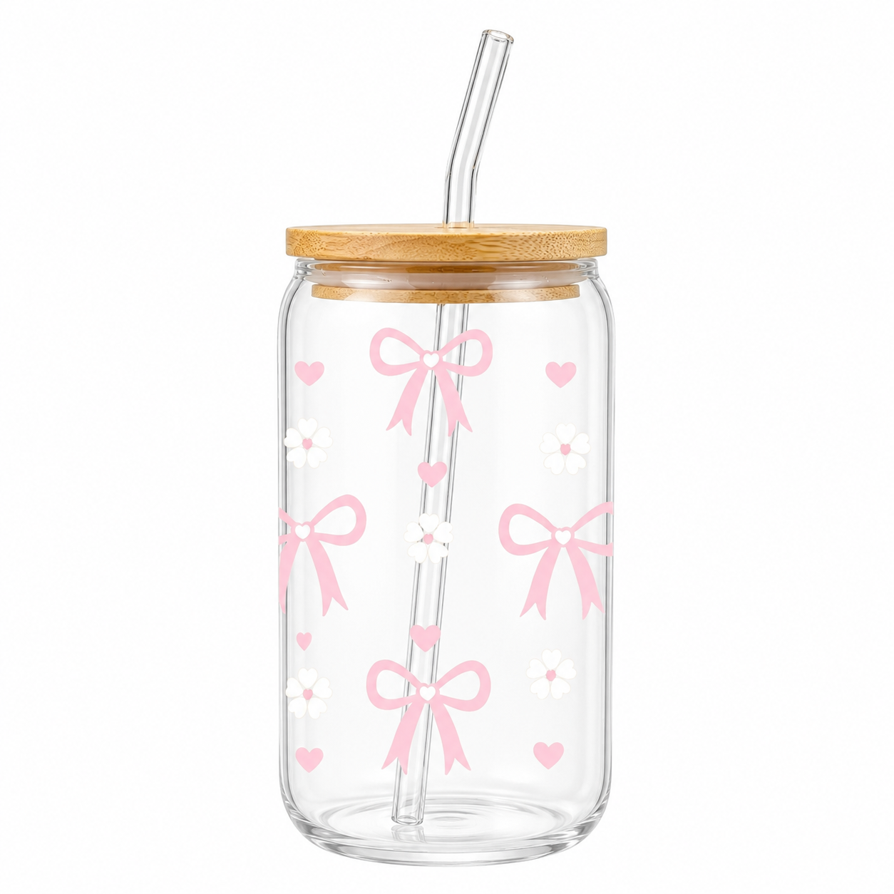 Cute Pink Bow Glass Tumbler wi - Training Cup Straw ulasan dan harga
