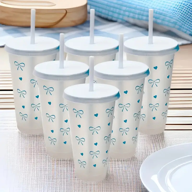 20Pcs Bowknot Plastic Cup with - Training Cup Straw ulasan dan harga