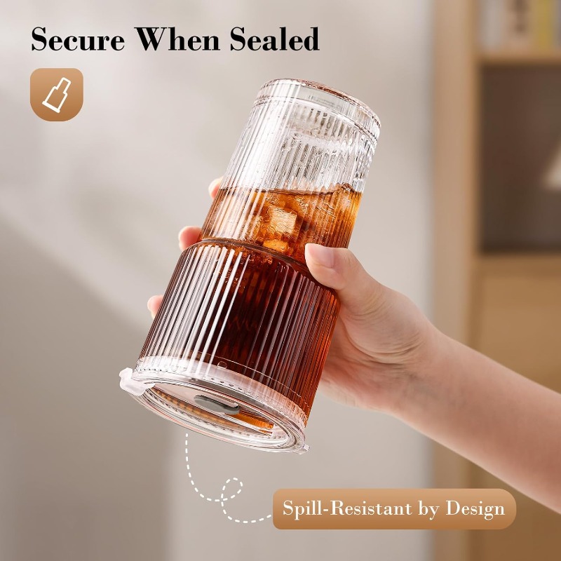 Striped Glass Coffee Cup with  - Training Cup Straw ulasan dan harga