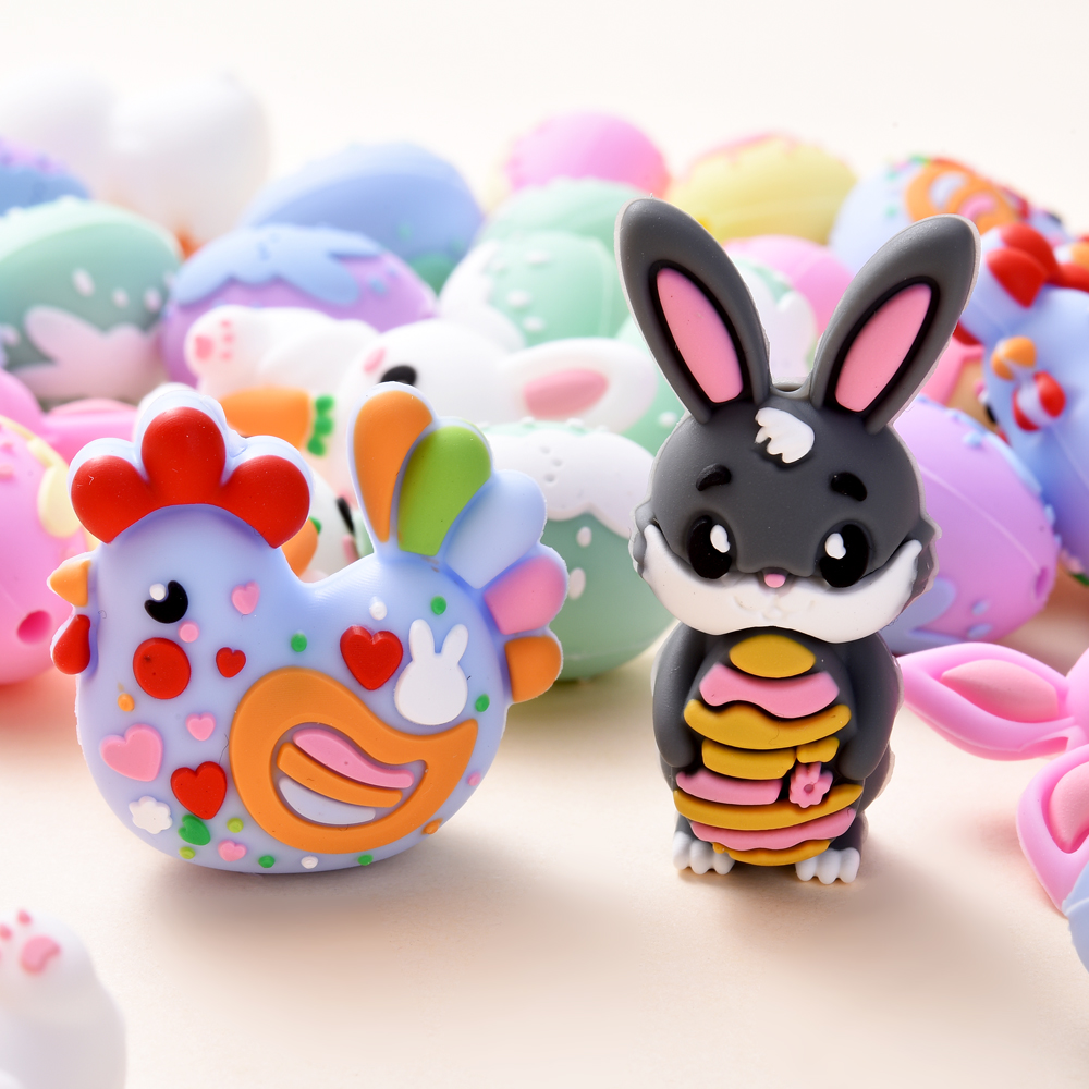 3Pcs Silicone Beads Rabbit&Chi - Baby Food With Chicken ulasan dan harga