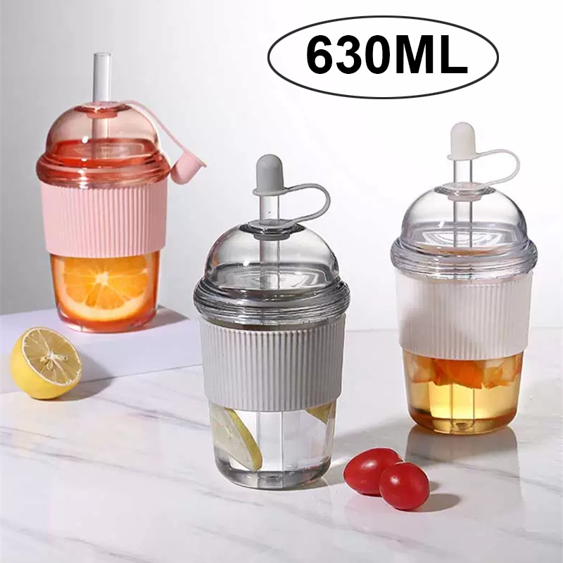 630ML Straw Cup with Lid and S - Training Cup Straw ulasan dan harga